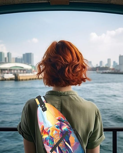 Animal Face Sling Bag Crossbody Bags Chest Bag Backpack for Travel Running and Hiking for Men Women Colorful Elephant