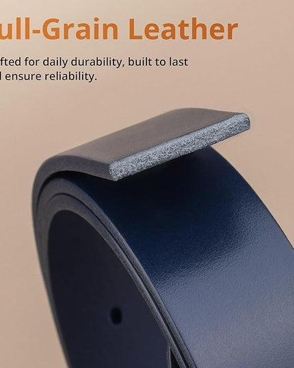Buffway Men’s Full Grain Leather Belt – Solid One-Piece Leather, 1.5” Wide for Jeans & Business Casual, Gift Box Included