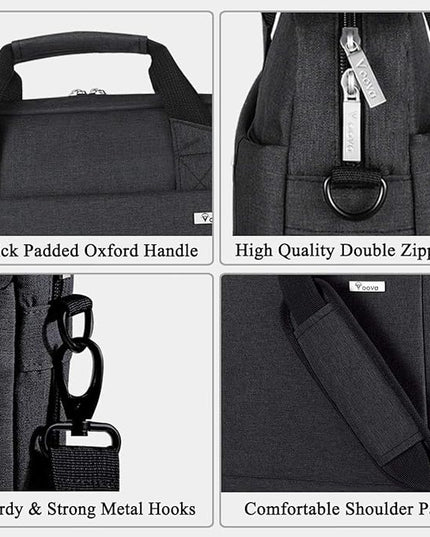 Voova Laptop Bag Case 15 15.6 16 Inch, Computer Sleeve Messenger Bag with Shoulder Strap Expandable Waterproof Business Briefcase for Men Women to Work Travel School, Fit 14-16 Inch Laptop, Black