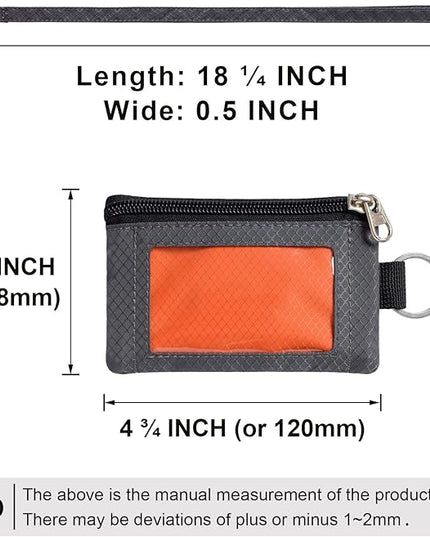 Minimalist RFID Blocking Small Wallet with ID Window,WaterResistant Zip Id Case Wallet with Lanyard Keychain for Cards,Cash,Travel,Women,Men