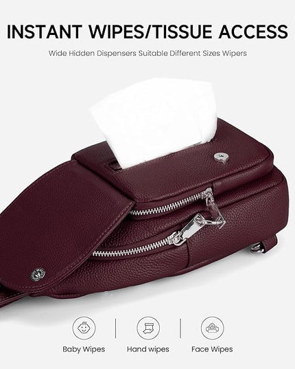 befen Anti Theft Genuine Leather Sling Bag for Women RFID Small Crossbody Bag Chest Bag Leather Fanny Packs for Travel