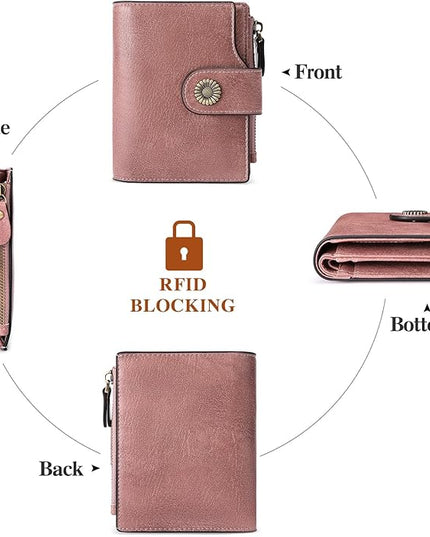 FALAN MULE Small Wallet for Women Leather Bifold Compact Small Womens Wallet with RFID Blocking