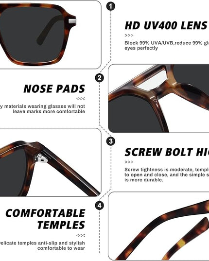 Retro Aviator Sunglasses for Women Men Trendy Classic Square 70s 80s 90s Vintage Shades Double Bridge Aviators FZN813