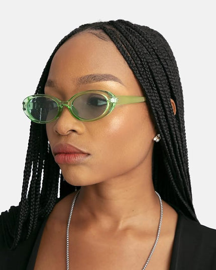 90s Sunglasses for Women Men Retro Small Oval Sunglasses