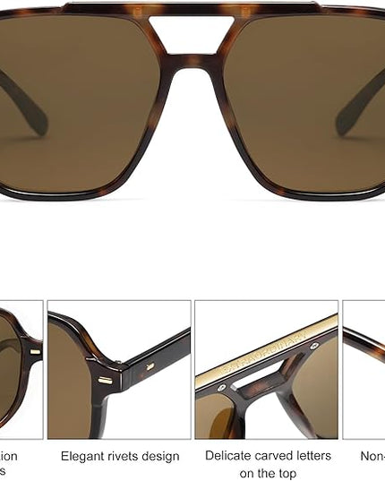 SOJOS Retro Trendy Aviator Polarized Sunglasses Men Women Vintage 70s Square Stylish Frame Sun Glasses SJ2283