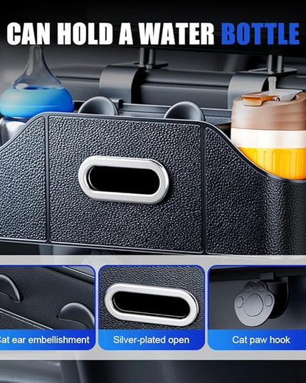 Multifunctional Car Back Seat Storage Organize, Car Back Seat Organizer Durable Cars Cup Holder, Back Seat Cars Organizer for SUV Sedan and Truck (Black)