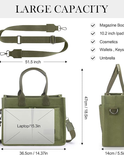 Mossio Large Canvas Tote Bag for Women with Pockets - Laptop Crossbody Work Tote Bag Everyday Bag Shoulder Purse Handbag