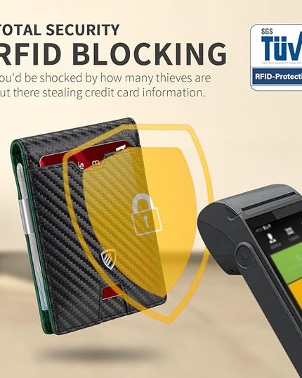 RUNBOX Mens Slim Wallet with Money Clip RFID Blocking Bifold Credit Card Holder for Men with Gift Box