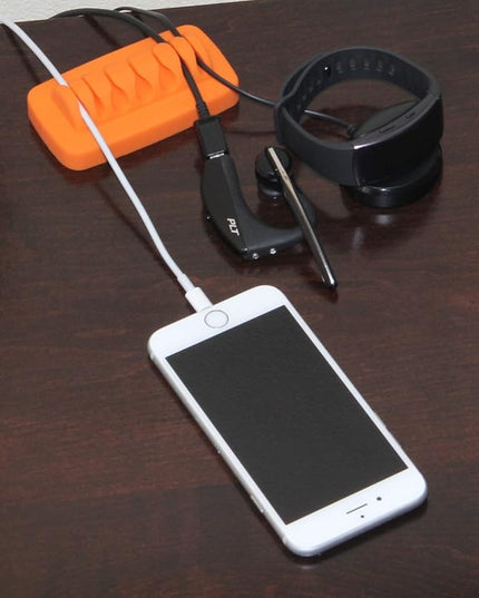 Heaviest Cable Organizer on The Market! Compact and Weighted Desktop Cord Holder and Cable Organizer, Eco-Friendly Silicone, No Bad Smell, Bundled with 4 Reusable Cable Ties! (Orange)