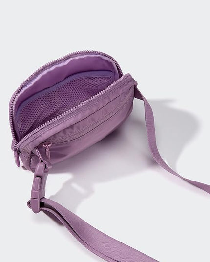 Pander Two Way Zipper Fanny Pack Nylon Everywhere Belt Bag for Women, Water Repellent Waist Packs, Crossbody Bags with Adjustable Strap (Light Purple).