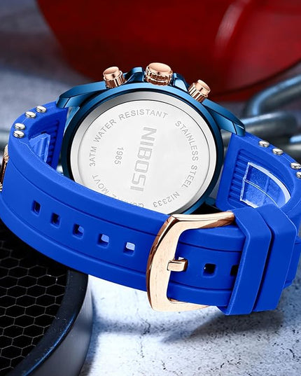 NIBOSI Watches for Men Waterproof Chronograph Mens Watches Analog Quartz Big Face Classic Stylish Fashion Casual Designer Luminous Waterproof Business Work Wrist Watch Elegant Gift for Men