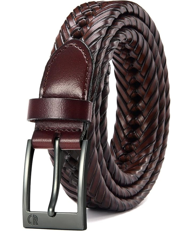 CHAOREN Leather Braided Belts for Men - 1 1/8" Mens Casual Woven Leather Belt for Dress Pant