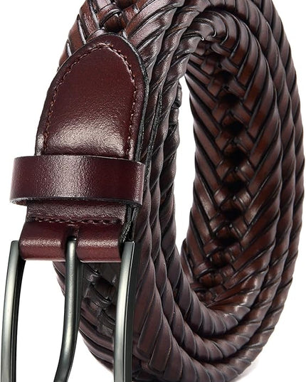 CHAOREN Leather Braided Belts for Men - 1 1/8" Mens Casual Woven Leather Belt for Dress Pant