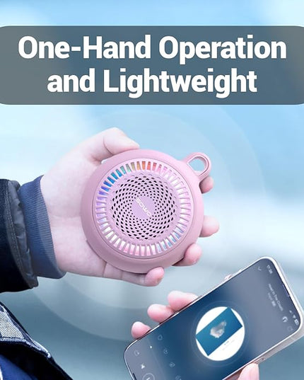 SOWO Small Waterproof Speaker Bluetooth Portable Wireless - Clip Speaker for Shower - Powerful Bass and Louder Volume - Colorful Lights and Lightweight for Travel,Kitchen,Pool - Pink