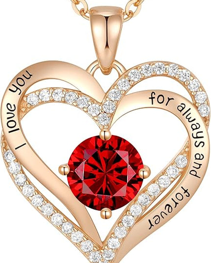 CDE Forever Love Heart Necklaces for Women, Wedding Anniversary, Birthday Mothers Day Christmas Day Gifts for Mom, Mother, Wife, friend, S925 Silver Jewelry with Birthstone Pendant