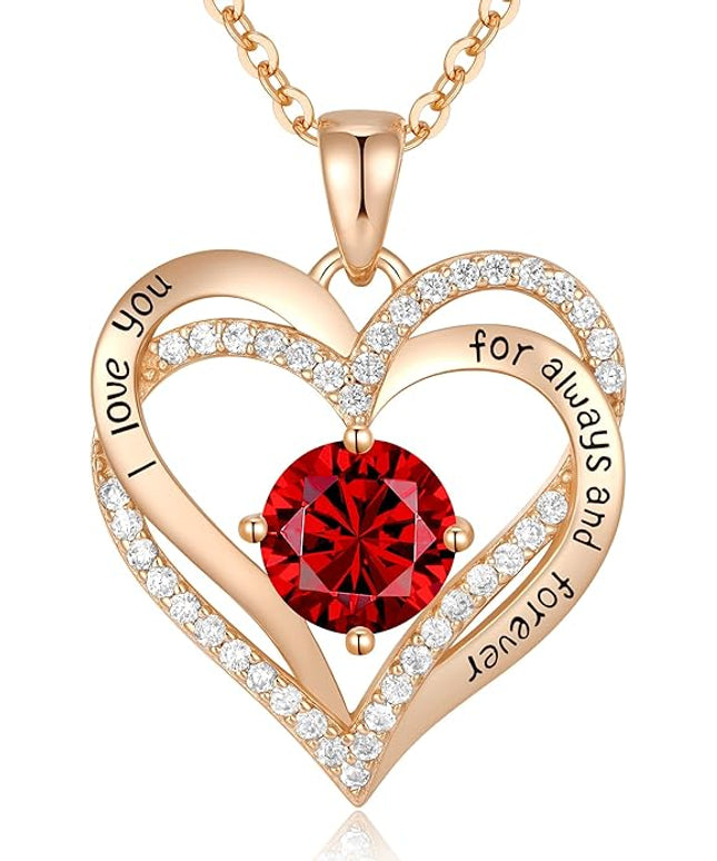 CDE Forever Love Heart Necklaces for Women, Wedding Anniversary, Birthday Mothers Day Christmas Day Gifts for Mom, Mother, Wife, friend, S925 Silver Jewelry with Birthstone Pendant