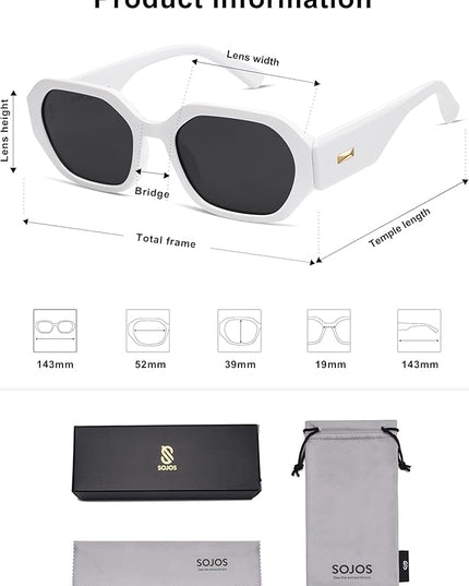 SOJOS Polarized Sunglasses For Women Retro Rectangle Womens Sun Glasses Trendy Narrow Square 90s Shades SJ2232