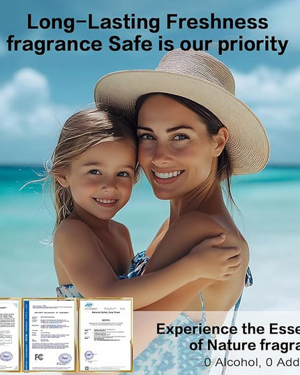 Car Air Freshener Refill for Men & Women 6.09 FL OZ /180ML-9 Month Ocean Scent Essential Oil Perfume, Essential Oil Made of Natural Plant Extracts, Compatible with Car Diffusers for Home/Office