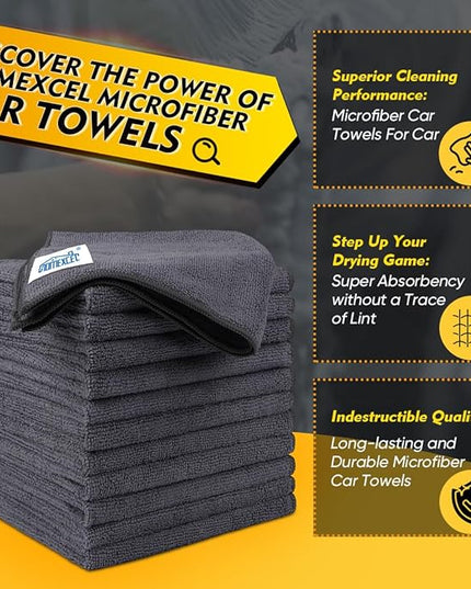 HOMEXCEL Grey Microfiber Cleaning Cloth 20 Pack 11.5 x 11.5 inch Microfiber Towels for Cars Ultra Absorbent Car Washing Cloth Lint Free Streak Free Cleaning Rags for Car Kitchen Window