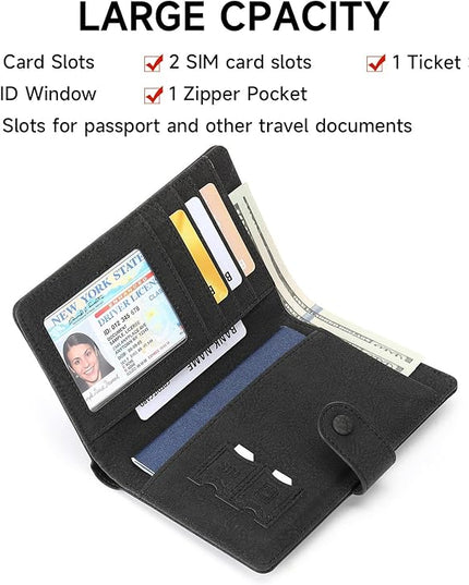 RFID Blocking Passport Wallet Cover Case Travel Document Organizer for Women and Men,Travel Wallet for Credit Card