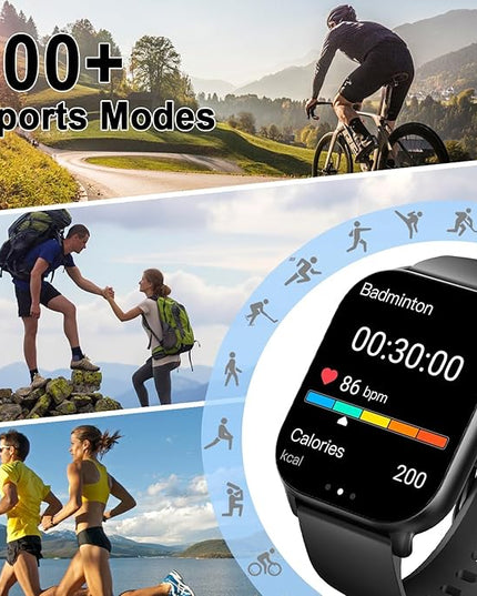 Smart Watch(Answer/Make Call), 1.96" HD Smartwatch for Men Women, 2025 New Fitness Watch with 100+ Sport Modes, Heart Rate/Sleep/SpO2/Calories Monitor, IP68 Waterproof Activity Tracker for Android iOS