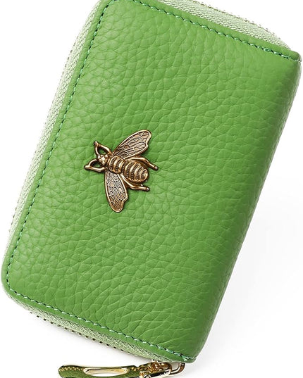 imeetu RFID Credit Card Holder, Small Leather Zipper Card Case Wallet for Women