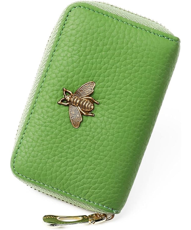 imeetu RFID Credit Card Holder, Small Leather Zipper Card Case Wallet for Women