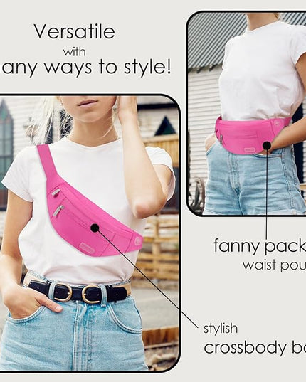 MAXTOP Large Crossbody Fanny Pack with 4-Zipper Pockets,Gifts for Enjoy Sports Festival Workout Traveling Running Casual Hands-Free Wallets Waist Pack Phone Bag Carrying All Phones