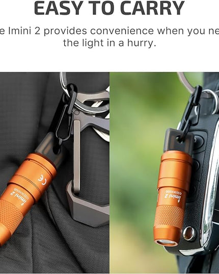 OLIGHT IMINI 2 EDC Rechargeable Keychain Flashlight, 50 Lumens Compact and Portable Mini LED Keyring Lights with Built-in Battery Ideal for Everyday Carry and Emergencies (Orange)