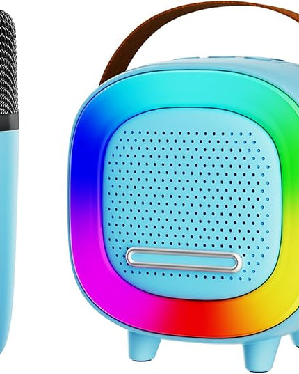Mini Karaoke Machine Speaker for Kids Adults, Portable Bluetooth with 1 Wireless Microphones, Children's Day Birthday Gift Ideas for Toys for Teens Boys and Girls Aged 4, 5, 6, 7, 8, 9, 10, 11, 12+