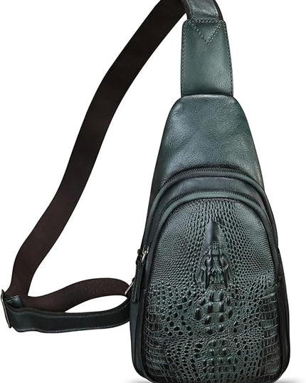 Genuine Leather Silng Bag for Women and Men Real Leather Sling Backpack Chest Purse Shoulder Crossbody Bag