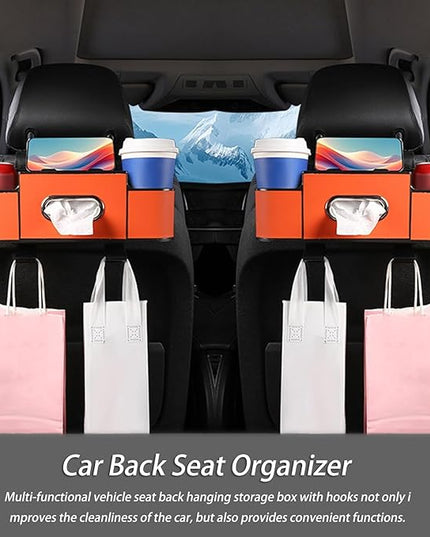 Car Organizers and Storage Box, Car Organizers and Storage Box Behind Set, 4 in 1 Multifunctional Cars Organizer and Storage Back Seat for Hold Phone, Drinks, Handbag, Universal Fit (black*1)
