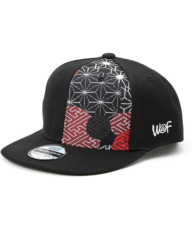 W@nderFabric Traditional Japanese Kimono Baseball Cap, Embroidered Pattern, Adjustable Snapback Flat Brim, 6-Panel Cap