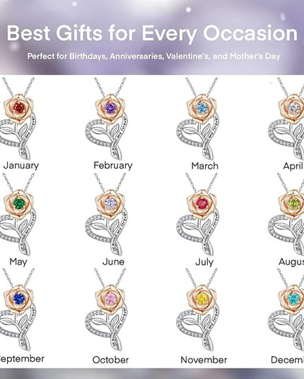 LAVALE Heart Birthstone Necklace for Women, Ideal Anniversary Birthday Gifts for Women Wife Girlfriend Her, Amazing Valentine's day Gift for Mom Women