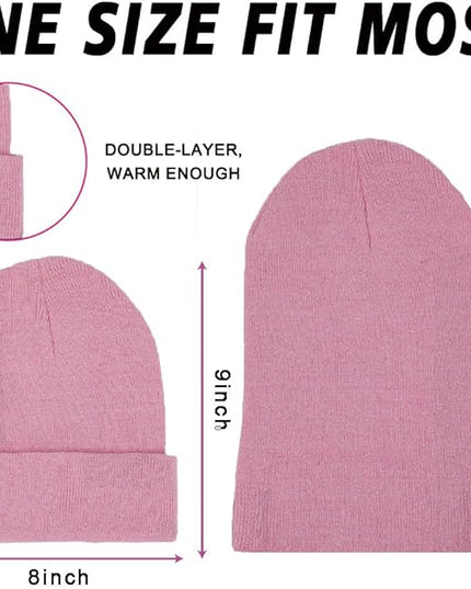 ZH 12-Pack Knitted Winter Beanie Hats for Men and Women, Warm and Cozy Cuffed Skull Caps, Bulk Purchase