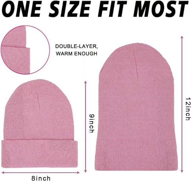 ZH 12-Pack Knitted Winter Beanie Hats for Men and Women, Warm and Cozy Cuffed Skull Caps, Bulk Purchase