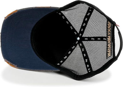 ililily Premium Howels Embroidery Vintage Baseball Cap Distressed Trucker Hat