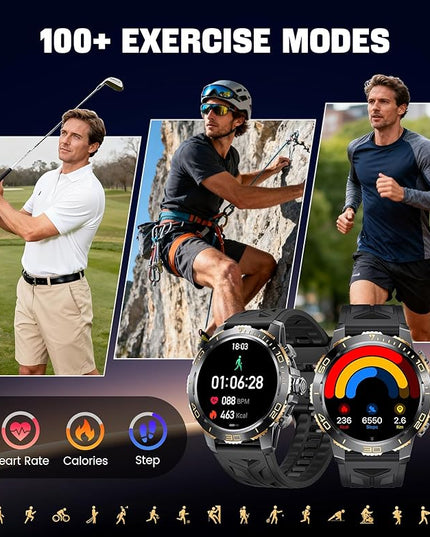 LIGE Smart Watches for Men, Make/Answer Call, 1.43" AMOLED Fitness Watch with Heart Rate/Sleep Monitor, 600mAH Battery, 200+ Sports Modes, IP68, Business Sport Smart Watch for Android iOS, Black