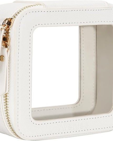 Aveniee Clear Makeup Bag Small, Mini Travel Toiletry Bag Cosmetic Bags Organizer, TSA Approved Clear Makeup Case Pouch with Zipper, Car Essentials for Women Men,White