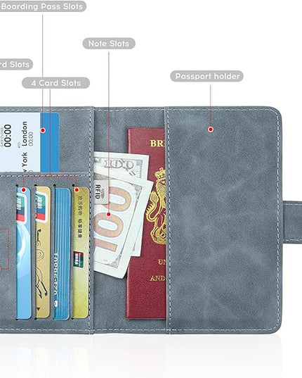 ILIYAH-Passport Cover-Passport Holder Travel Wallet-RFID Blocking Passport Case Travel Accessories Card Holder Wallet Unisex Travel Gifts(Grey)