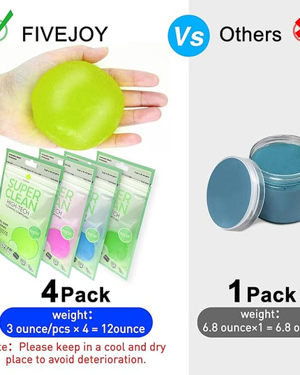 Car Cleaning Gels 4-Pack, Car Cleaning Putty Universal Auto Detailing Tools Car Interior Cleaner, Dust Cleaning Slime, Car Accessories for Car Vents & Keyboards, Clean Supplies– 320g (2.8oz/pcs)