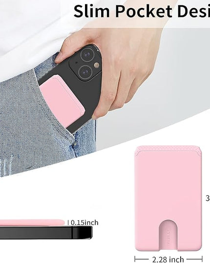 Senose 4 Pack Phone Card Holder - Stick On Credit ID Card Pouch Sleeve for Back of Phones 4.7 Inch and Above