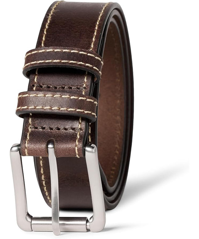 Amazon Essentials mens Stitched Edge Leather Belt