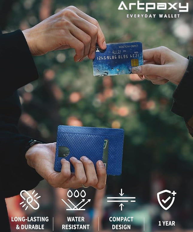 Artpaxy Slim Wallet for Men & Women, Minimalist Front Pocket Card Holder for Travel, RFID Blocking, Water Resistant Nylon Wallet for ID & Cash & Credit Card
