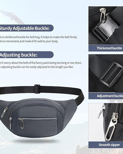 DAITET Crossbody Fanny Pack for Men&Women,Large Waist Bag & Hip Bum Bag with Adjustable Strap for Outdoors Workout Traveling Casual Running Hiking Cycling