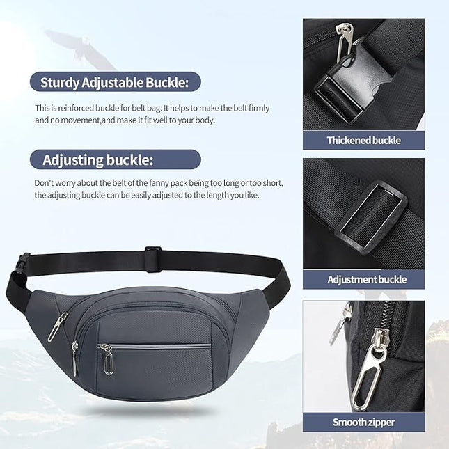 DAITET Crossbody Fanny Pack for Men&Women,Large Waist Bag & Hip Bum Bag with Adjustable Strap for Outdoors Workout Traveling Casual Running Hiking Cycling