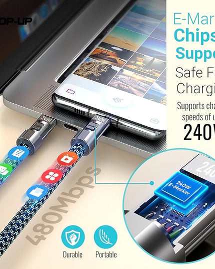 TOP-UP Lanyard – Cell Phone Strap with 240W USB C Charging & Data Cable – Durable Travel Essentials for iPhone 17/16/15