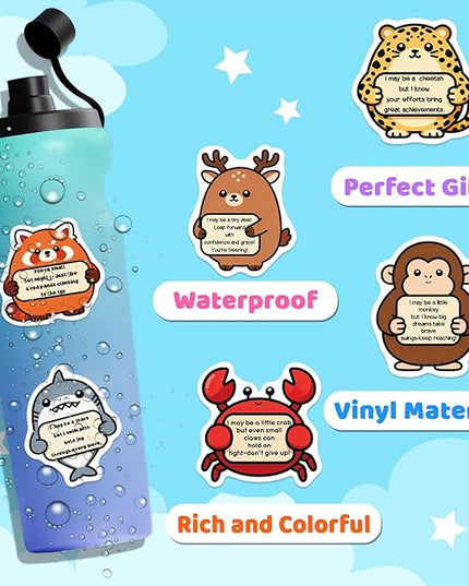 100PCS Cute Stickers for Kids, Affirmation Animal Stickers, Motivational Stickers for Kids Adults, Inspirational Vinyl Waterproof Decals for Water Bottles,Laptops, Phones, Journal Scrapbook