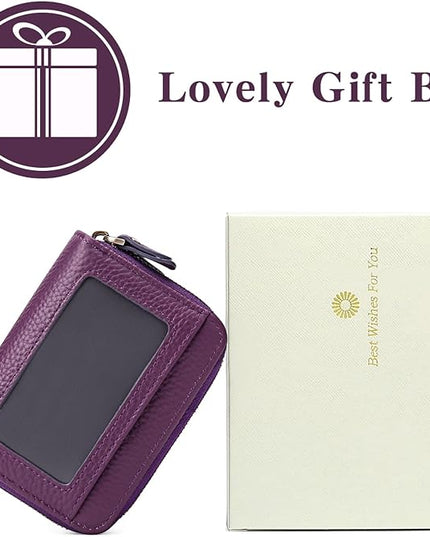 GOIACII Small Genuine Leather Wallet for Women, RFID Blocking Credit Card Holder Wallet