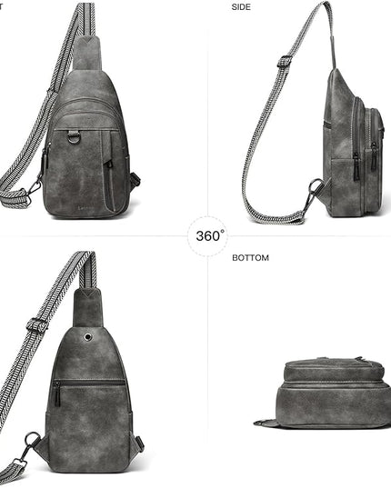 7L Sling Bag for Women Men Leather Small Sling Backpack Daypack Anti Theft Fanny Pack Crossbody Purse Travel